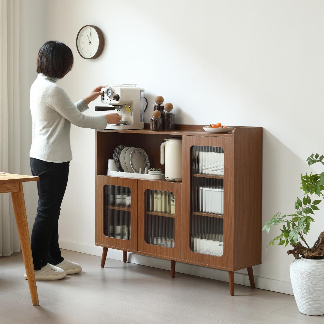 NARUMI'Sキャビネット サイドボード 食器棚 リビングボード BROWN