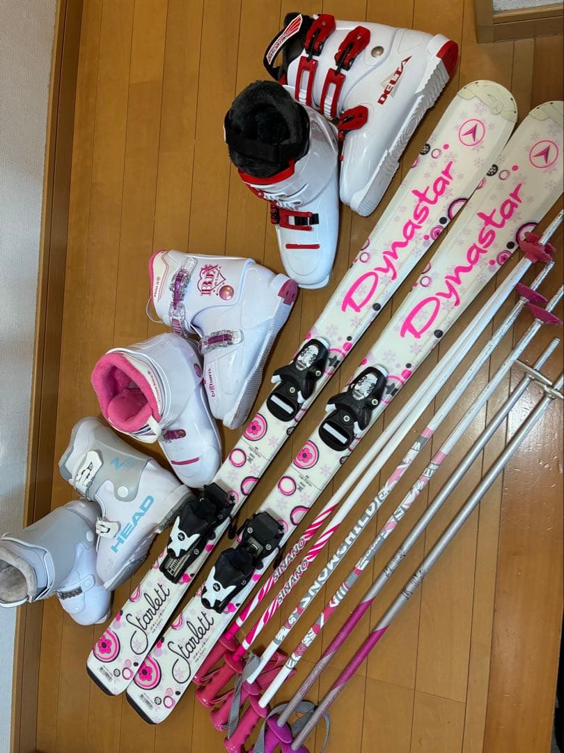 超美品スキーセット板120cm靴20.22,23cmの1足身長105-135cm