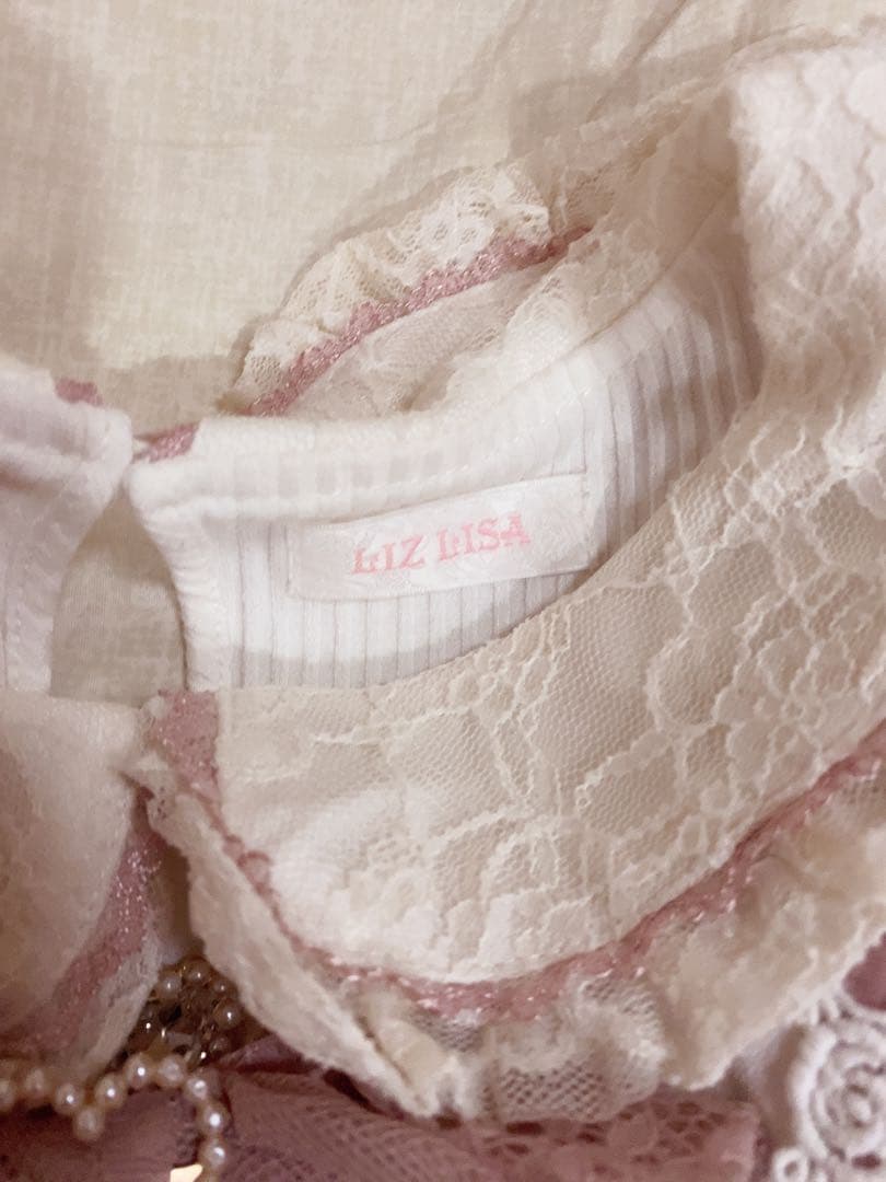 LIZLISA はしごレースハートカットトップス ピンク