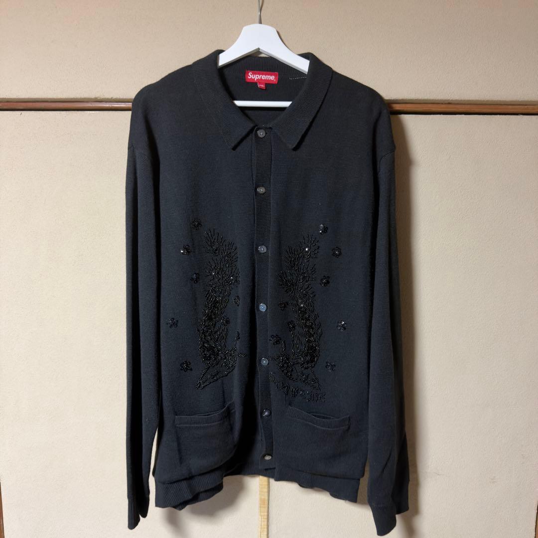 23ss シュプリーム ビーズ アップリケ カーディガン オーバーサイズ XXL