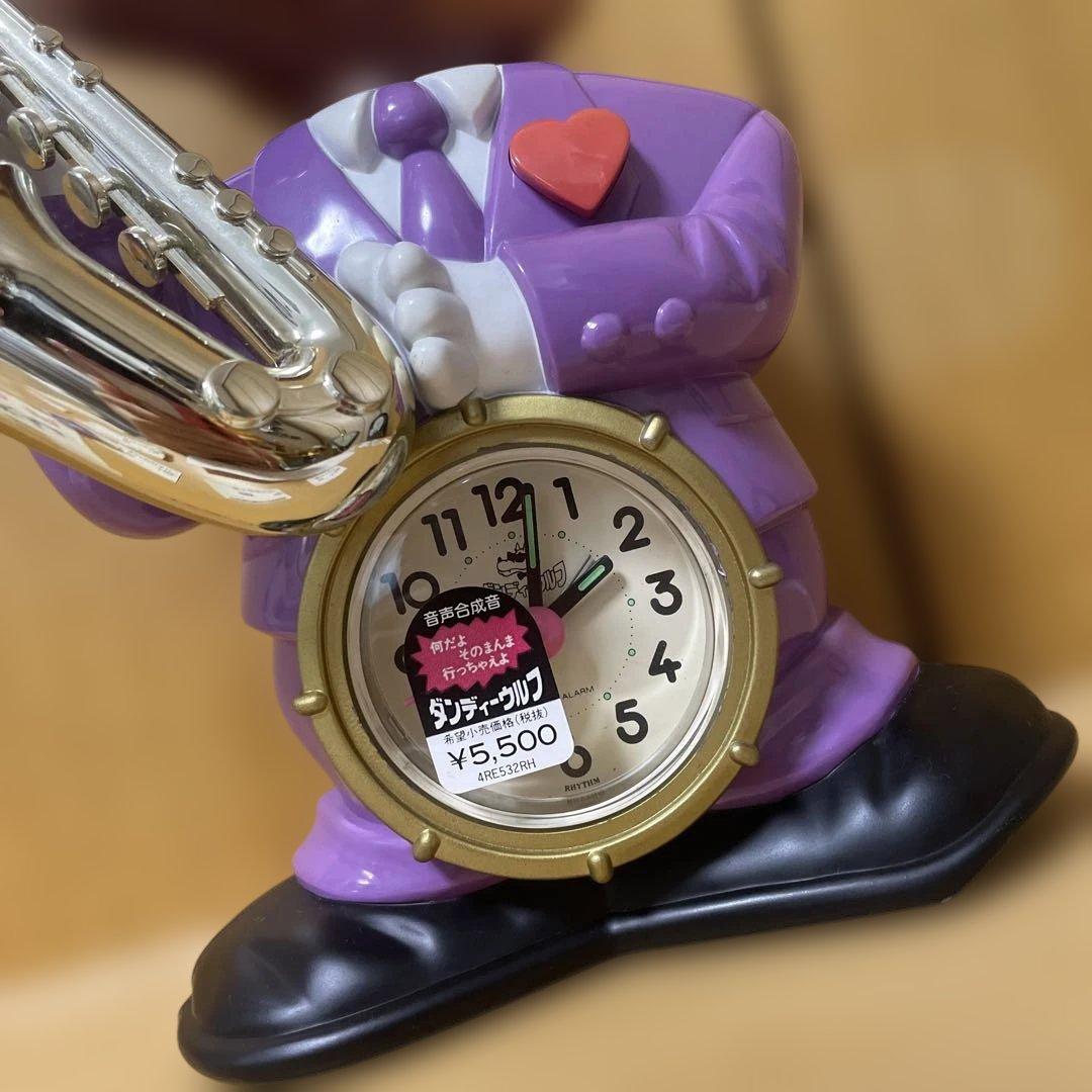 80'sダンディーウルフ　目覚まし時計　キャラクター置き時計　からくり