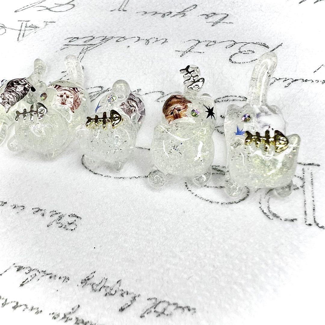 キラキラ猫ちゃん　お魚　猫　5個セット