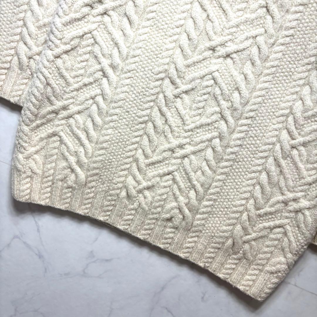 ローレンラルフローレン アランニット ケーブル 梳毛ウール アイボリー M