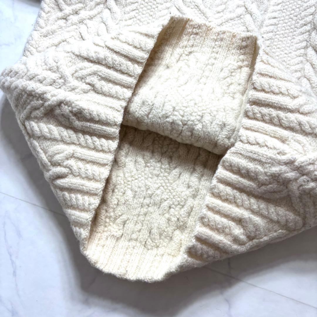 ローレンラルフローレン アランニット ケーブル 梳毛ウール アイボリー M