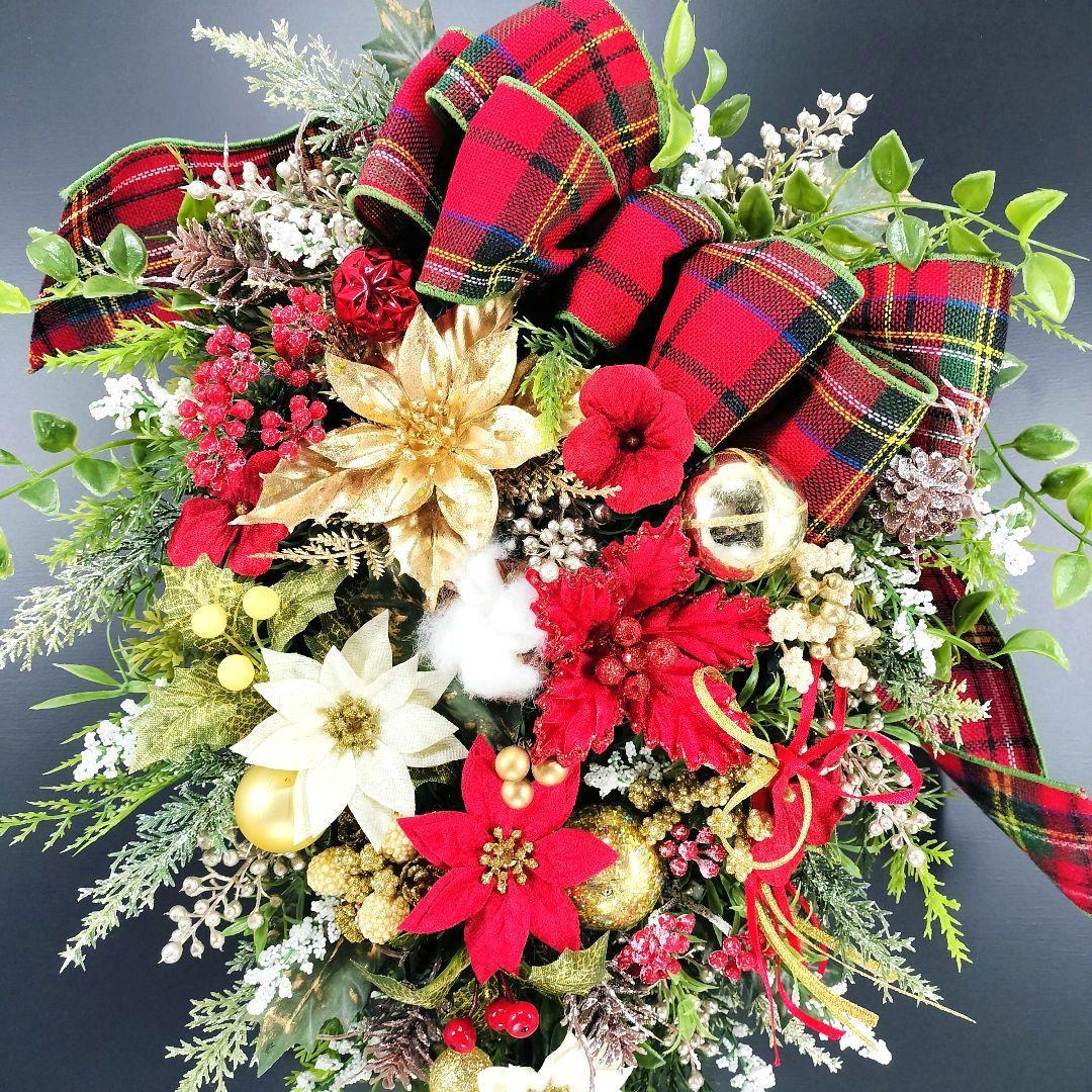 商品名【聖鈴】ゆきこ❤ポインセチアのクリスマスリース* 冬リース
