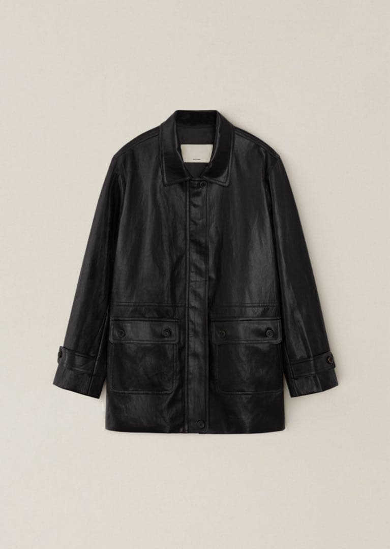 ジャケット・アウター Leather Midi Coat Black