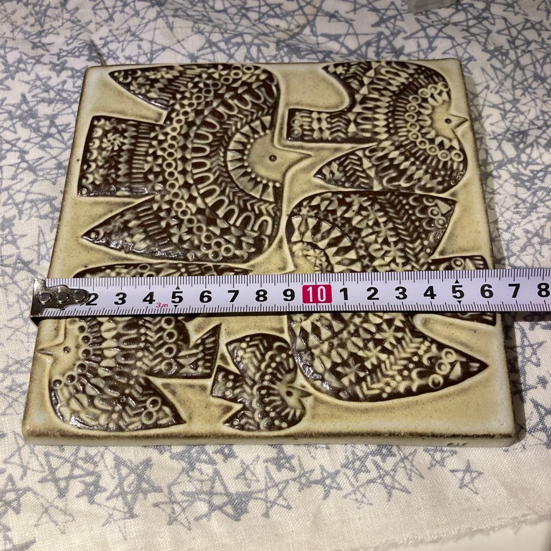 2/1 バーズワーズ　インテリア　陶板　陶版　family 陶器の鳥模様置物