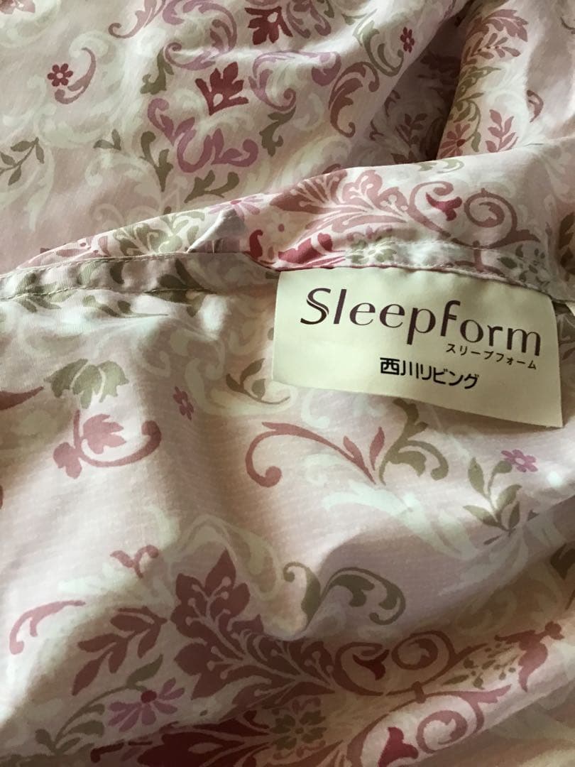 西川リビング 花柄 羽毛掛け布団 ピンク(シングル)