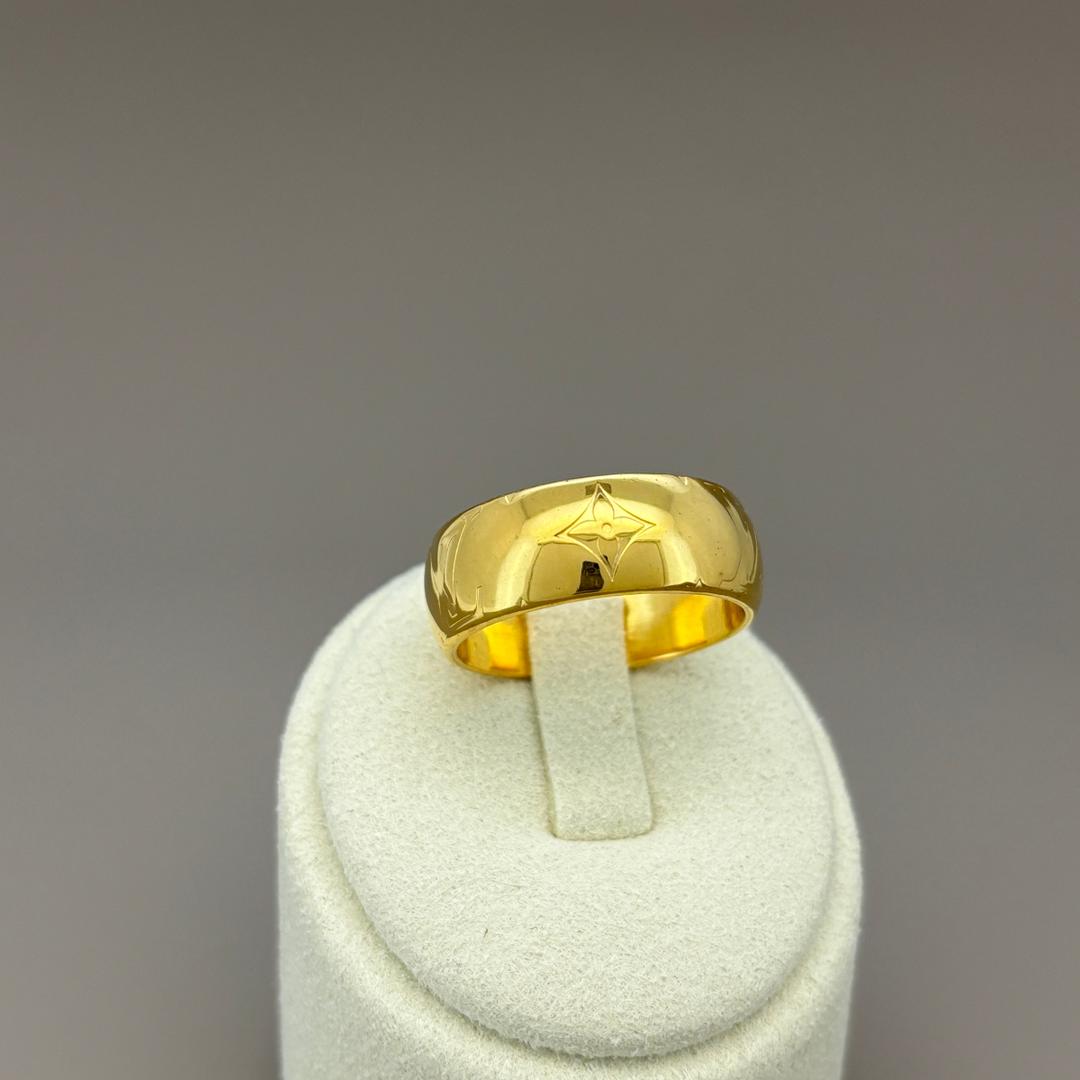 美品 ルイヴィトン ナノグラム LVロゴ リング ゴールド ワイド