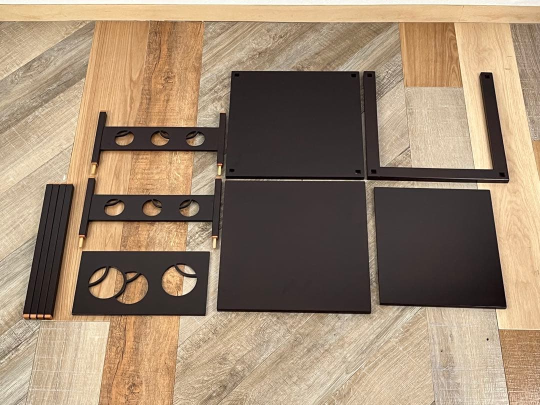 溜塗 壺々透かし 二重棚 紙箱 茶道具 組立式 ツボツボ