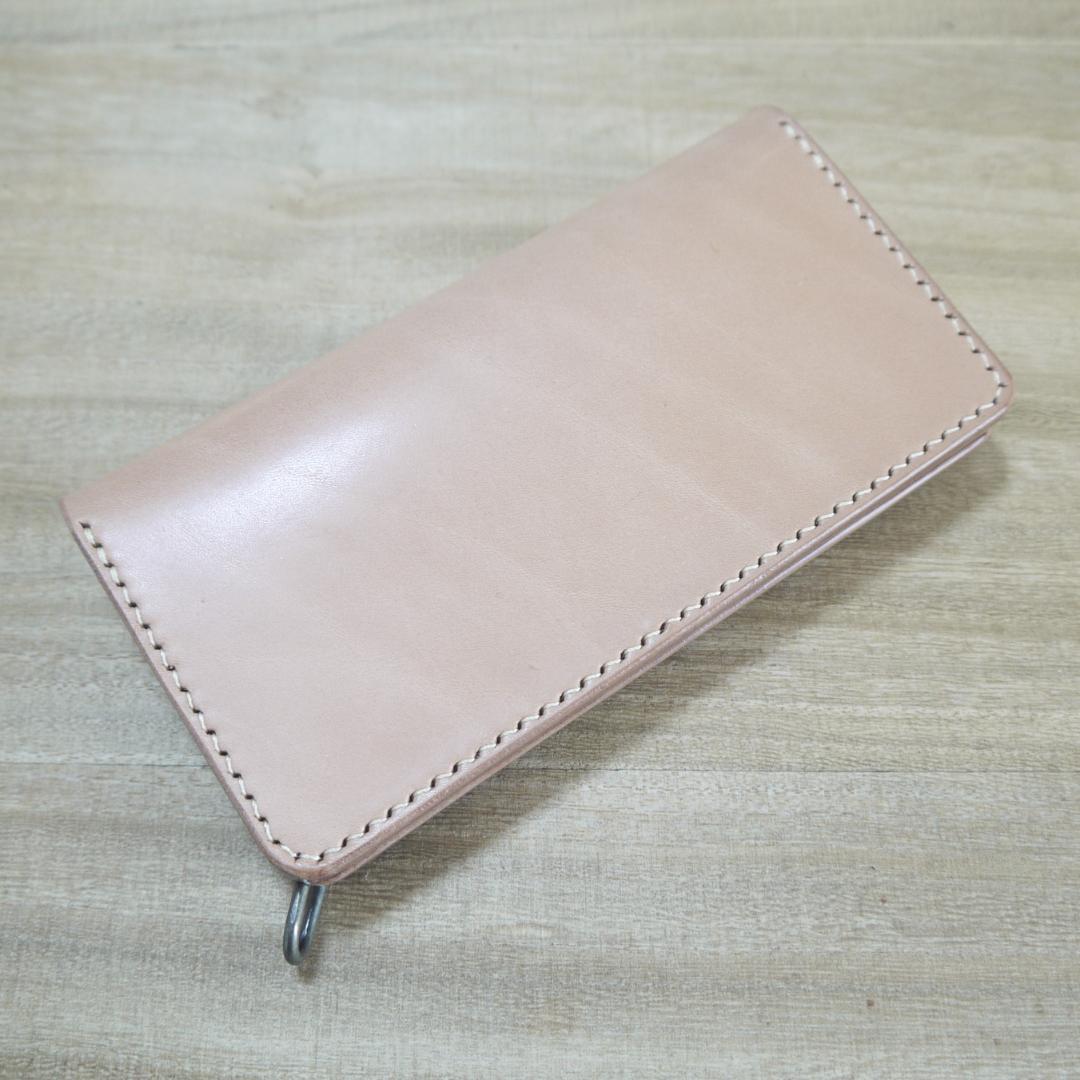 ヌメ革　栃木レザー　サドルレザー　ロングウォレット　トラッカーウォレット　生成り