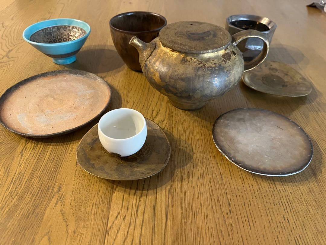 yamamoto作家　皿　急須　茶器　中国茶　セット　藤岡貢　豆皿　花