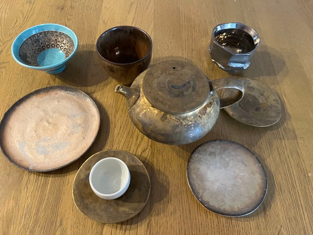 yamamoto作家　皿　急須　茶器　中国茶　セット　藤岡貢　豆皿　花