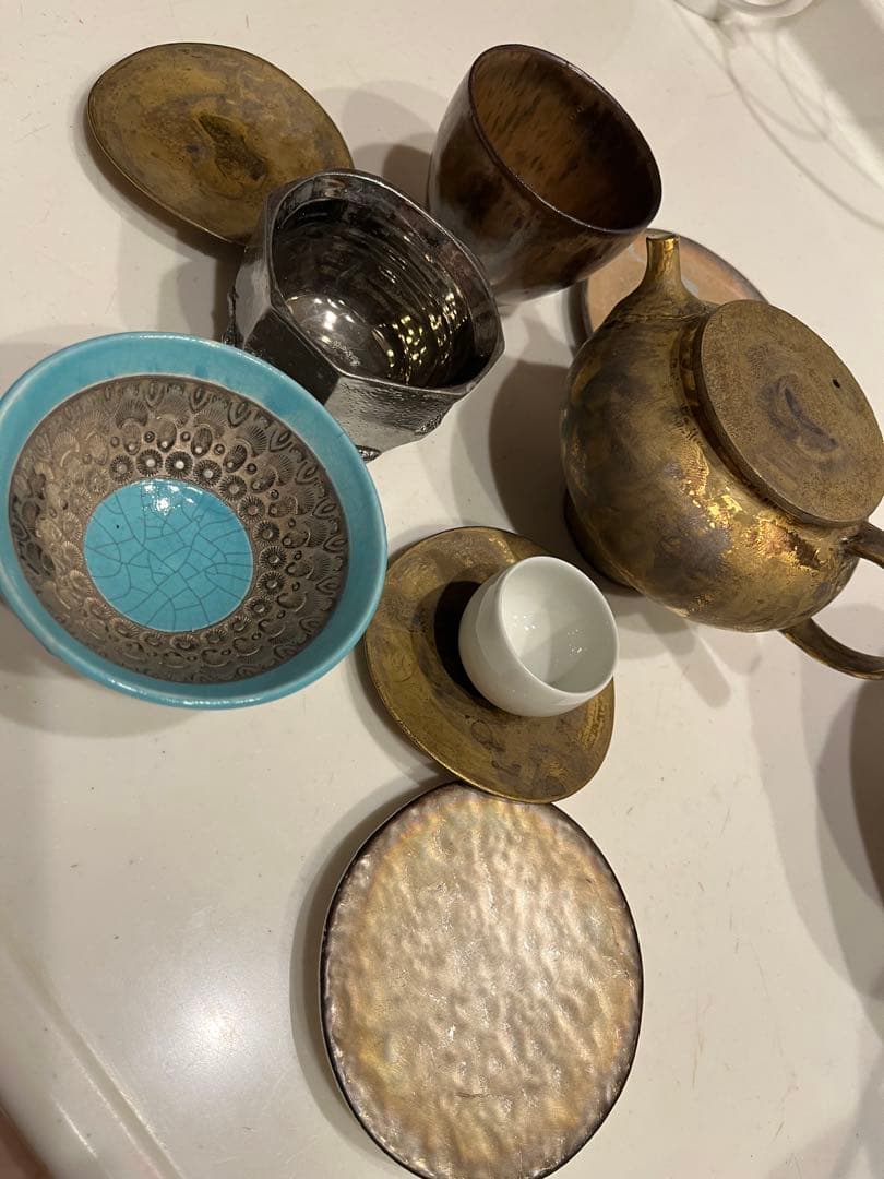 yamamoto作家　皿　急須　茶器　中国茶　セット　藤岡貢　豆皿　花