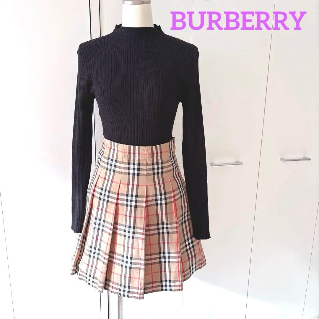 美品⭐︎バーバリー　ノバチェック　プリーツスカート　160 S〜M