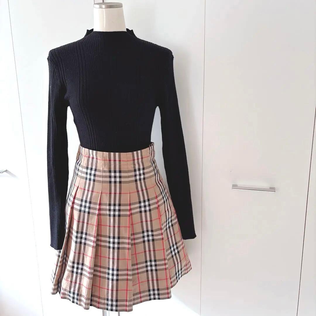 美品⭐︎バーバリー　ノバチェック　プリーツスカート　160 S〜M