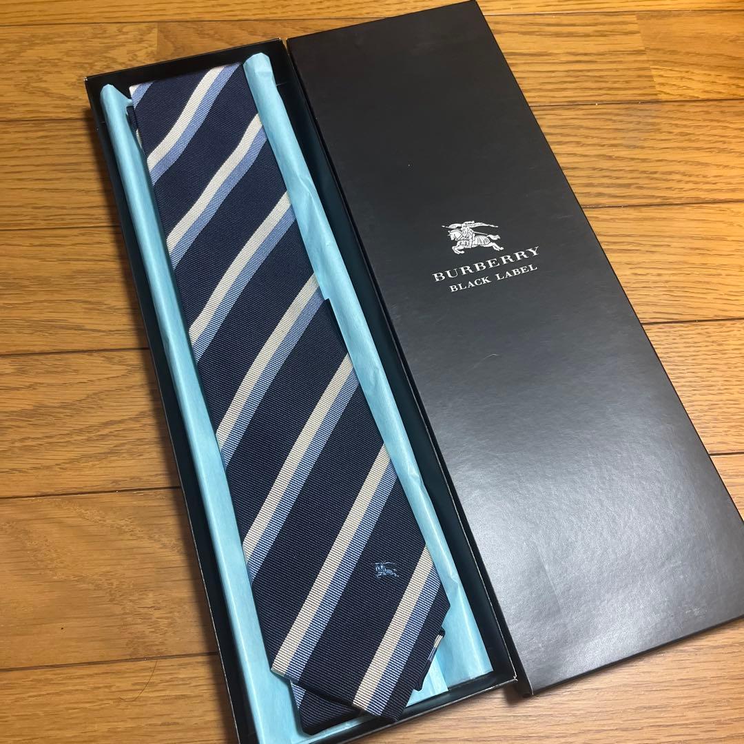 シルク100% BURBERRY BLACK LABEL ネクタイ ストライプ