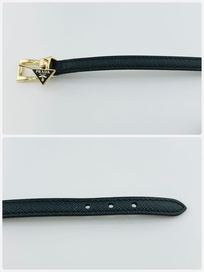 ✨極上美品・箱保証書付✨　プラダ　ブレスレット　三角プレート　サフィアーノレザー