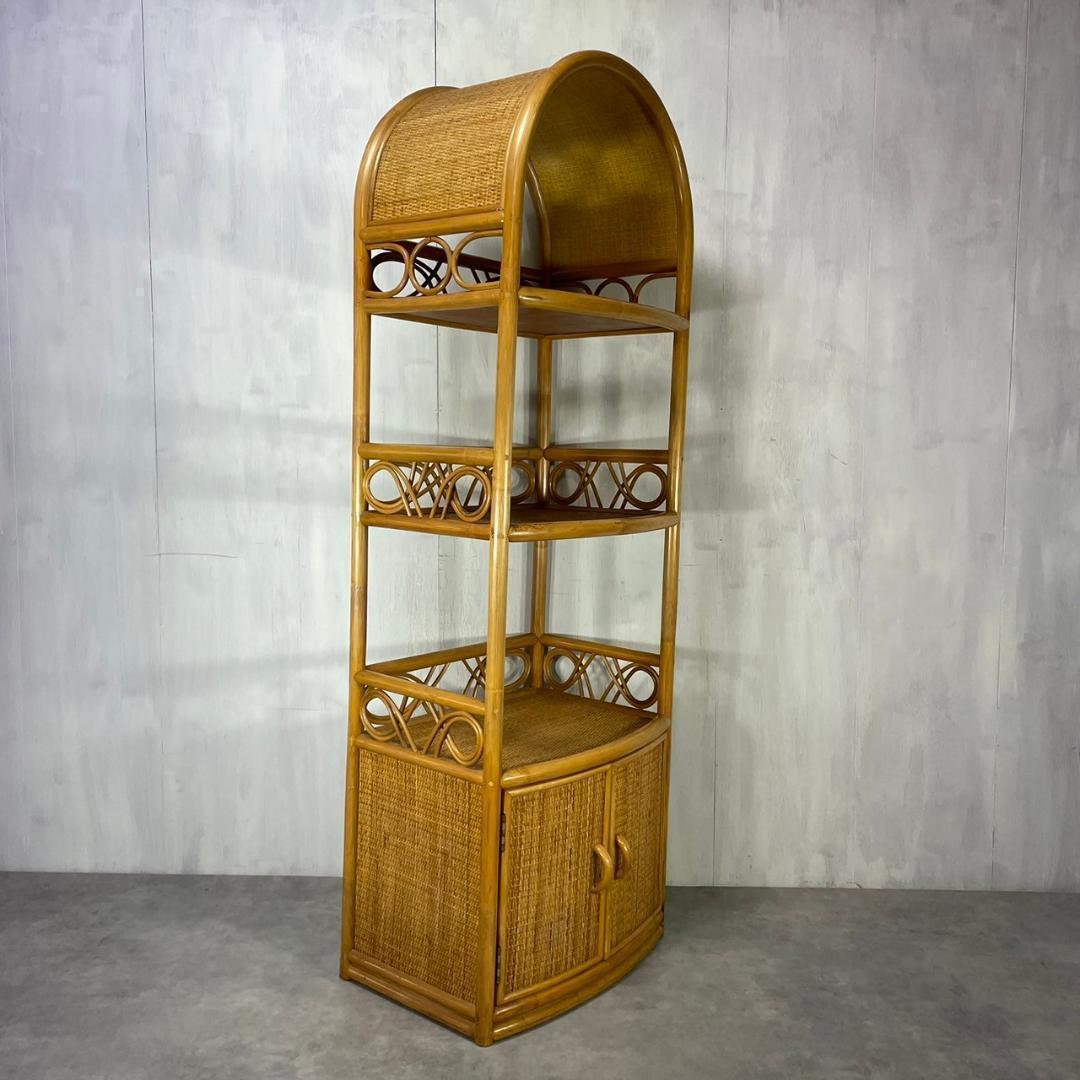 ヴィンテージ アーチラタンラック オープンラック 籐家具 収納 レトロ