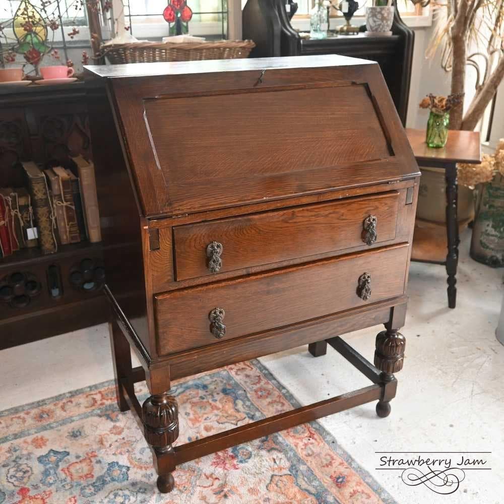 L3710-84 英国アンティーク オーク ライティングビューロー デスク