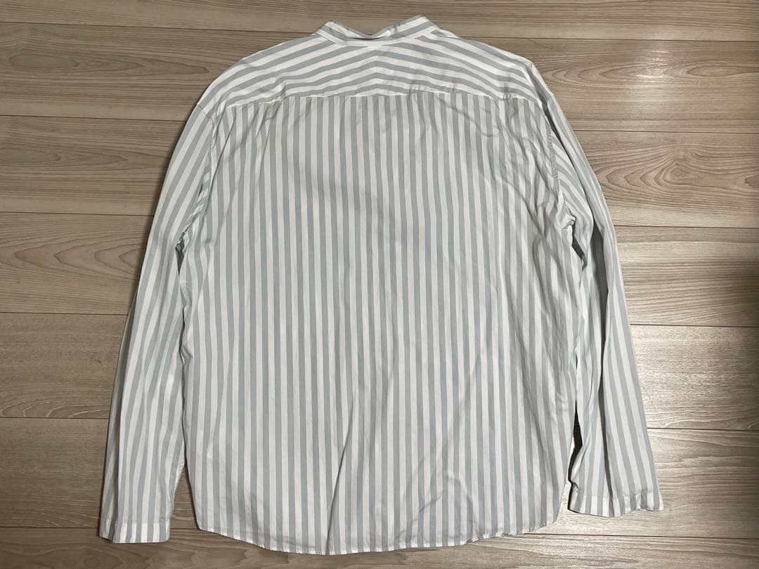 エルメス HERMES ノーカラー プルオーバーシャツ カットソー42ストライプ