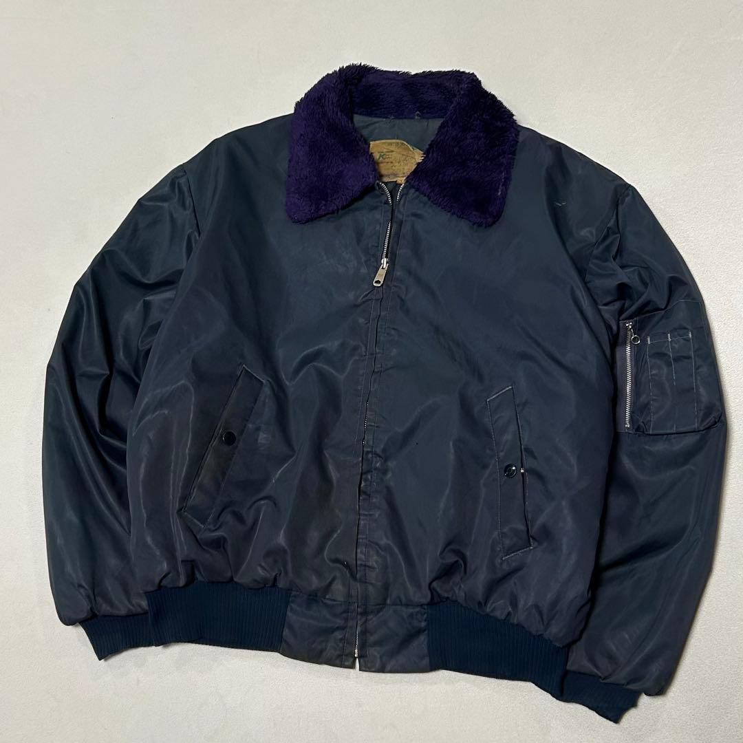 80s Kmart 襟ボア MA1 ボンバージャケット 燻み ボックスシルエット