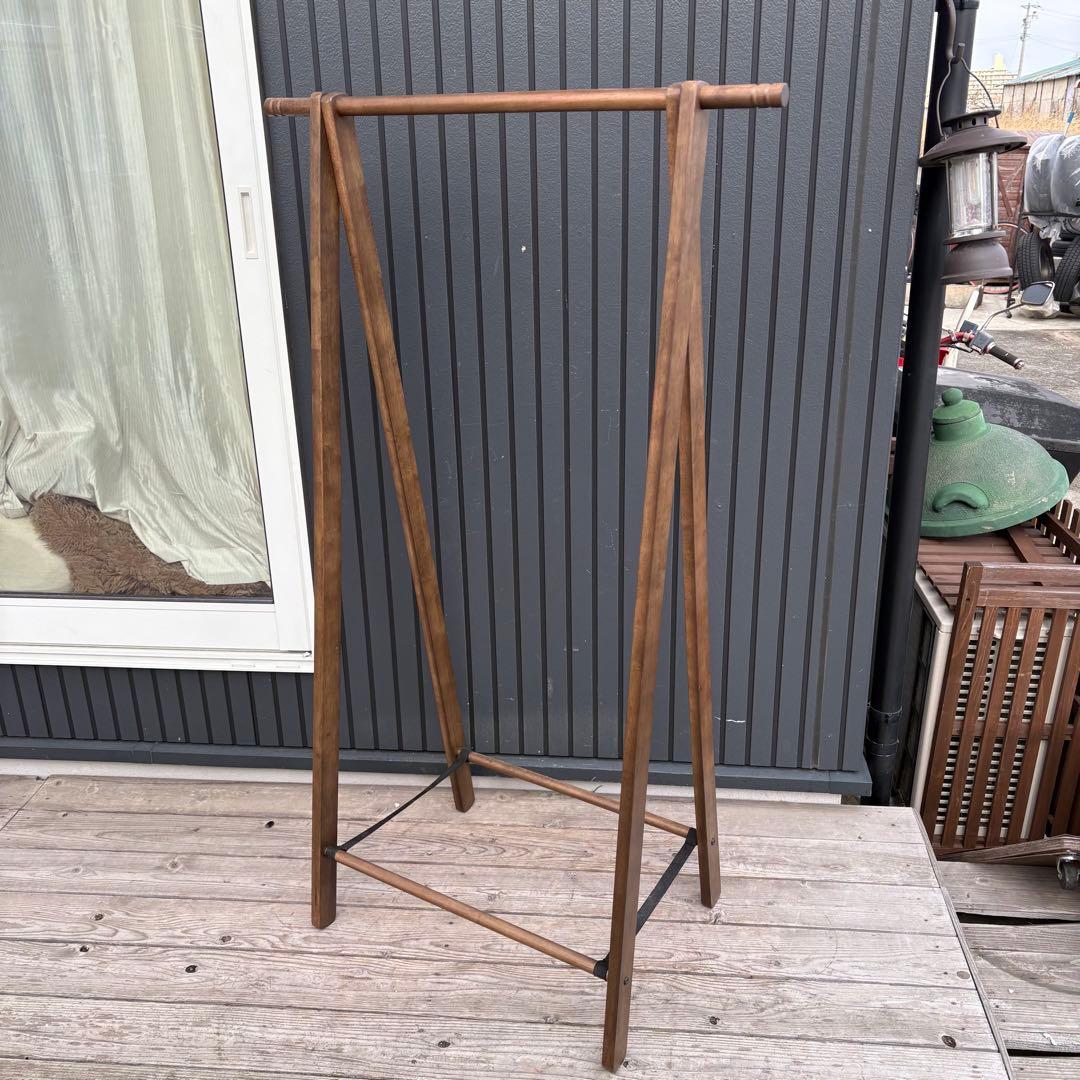 北欧レトロ 木製 折りたたみハンガーラック ナチュラル シンプル 省スペース