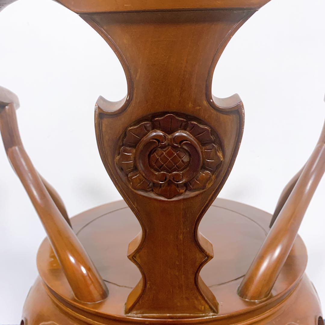 【稀少品】唐木家具 彫刻ダイニング 猫脚アームチェア 李朝家具 花梨①