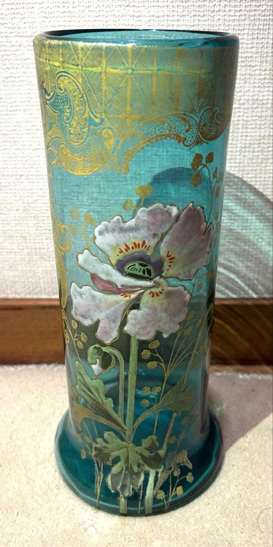 ルグラ 花瓶 ライトグリーン 花柄 アンティーク 箱なし