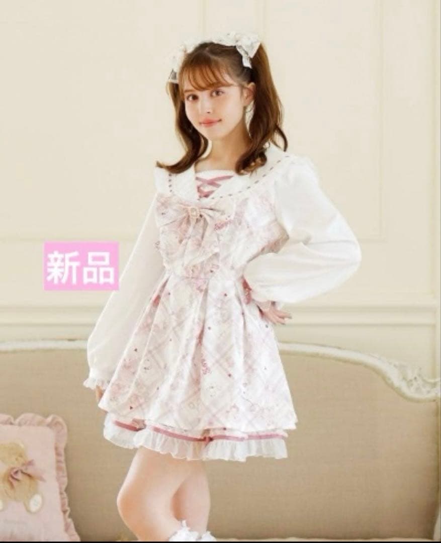 LIZLISA Sewing Bear柄ワンピースピンク F ree size