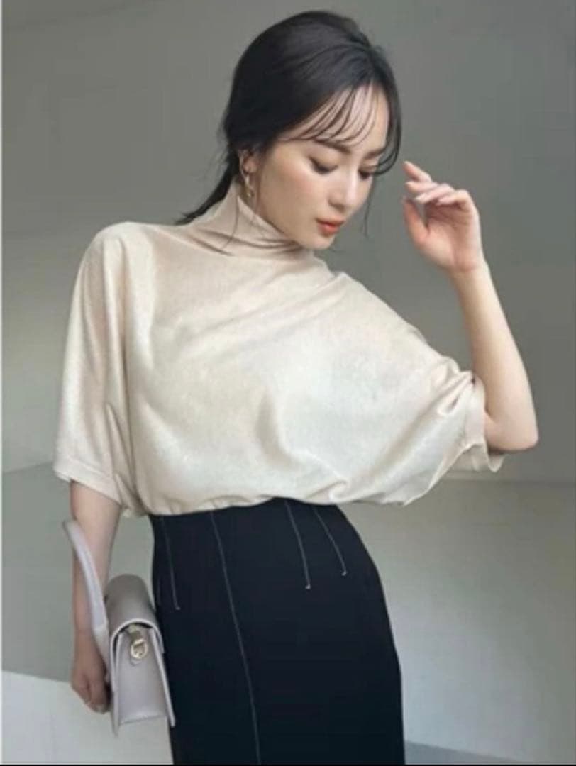 anuans シアーニットボウタイトップス ライトベージュ