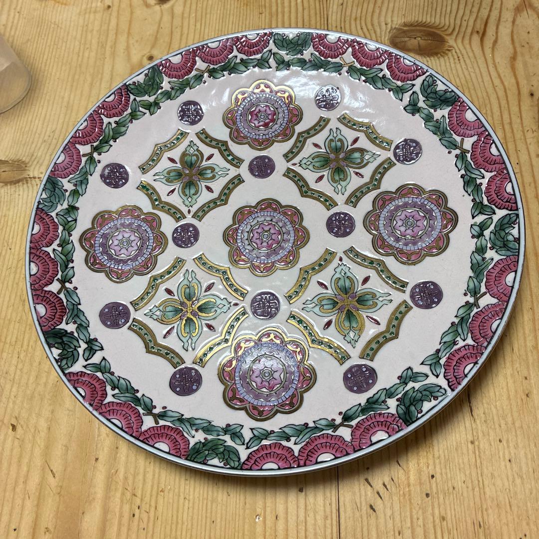 チャイニーズアンティーク　エナメル　ハンドペイント　飾りプレート