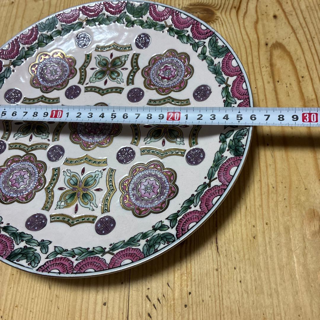 チャイニーズアンティーク　エナメル　ハンドペイント　飾りプレート