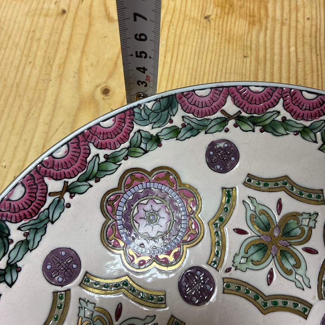 チャイニーズアンティーク　エナメル　ハンドペイント　飾りプレート