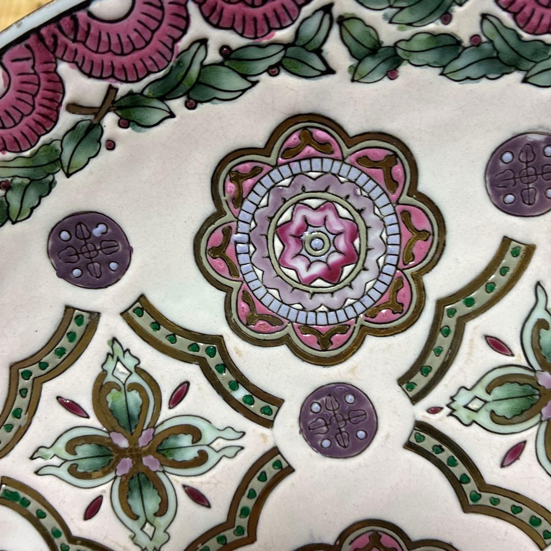 チャイニーズアンティーク　エナメル　ハンドペイント　飾りプレート