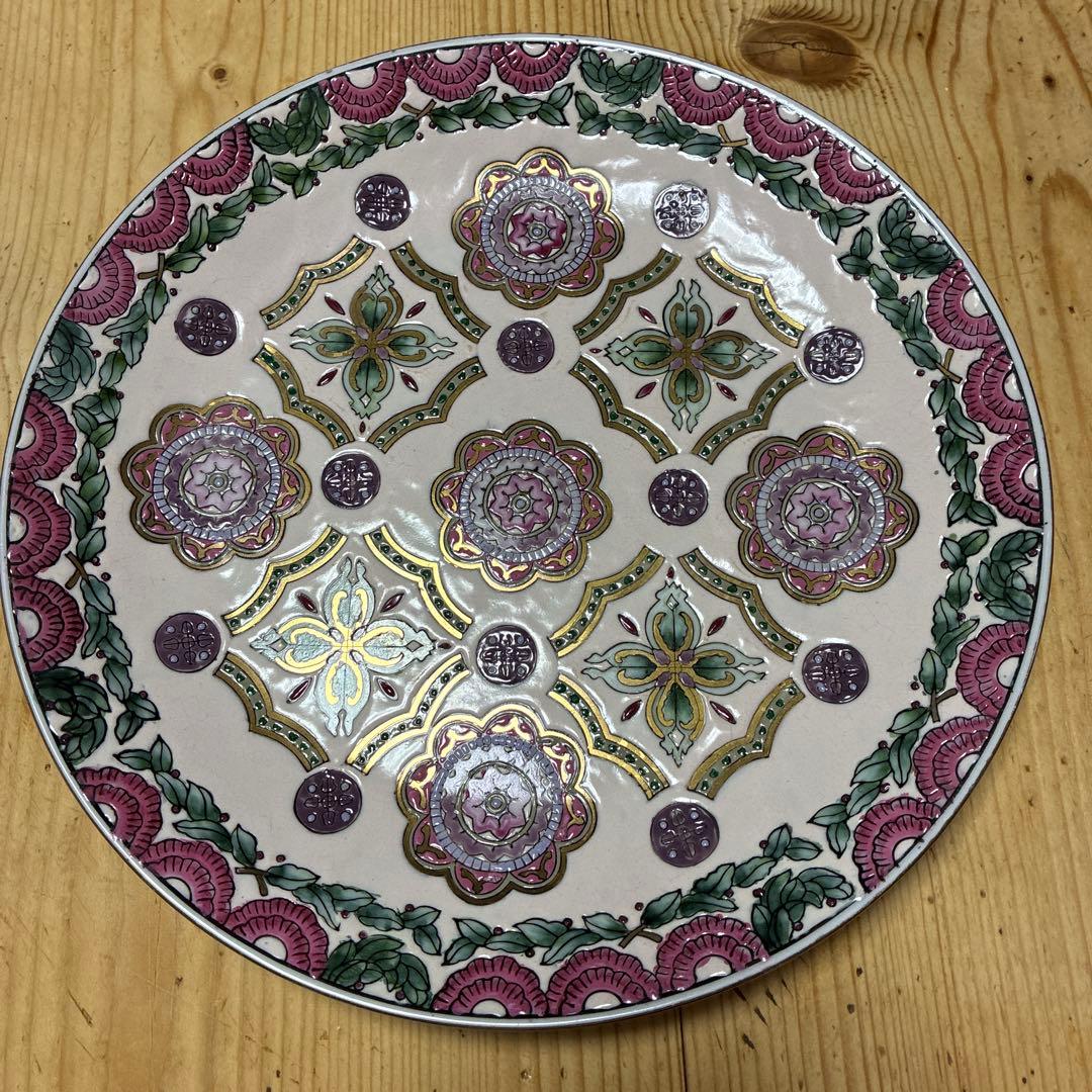 チャイニーズアンティーク　エナメル　ハンドペイント　飾りプレート