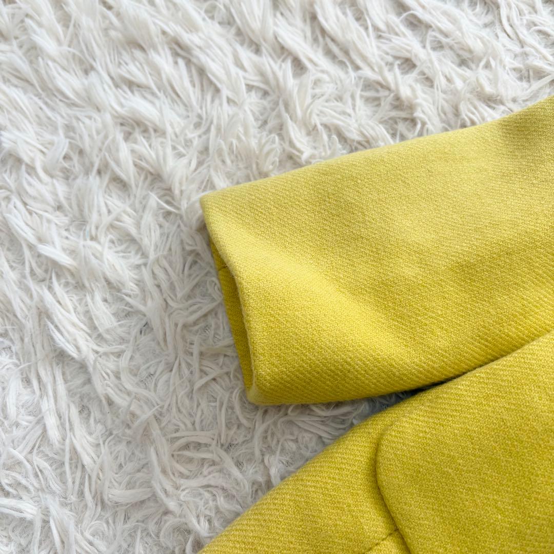 美品✨ケイトスペード　ウール100%ロングファーコート　裏地総柄　イエロー　0