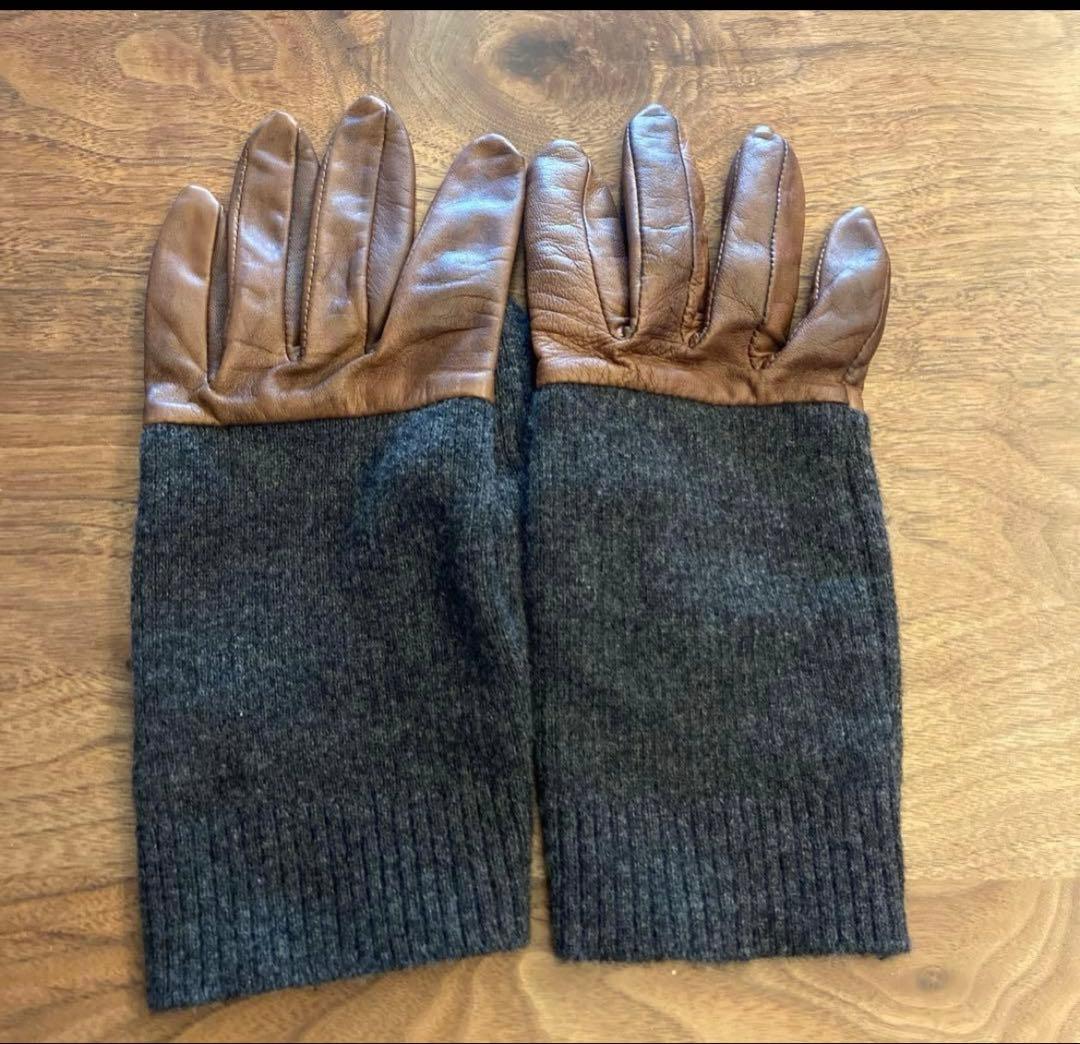 アンダーカバー　レザー×ウールカシミアグローブ