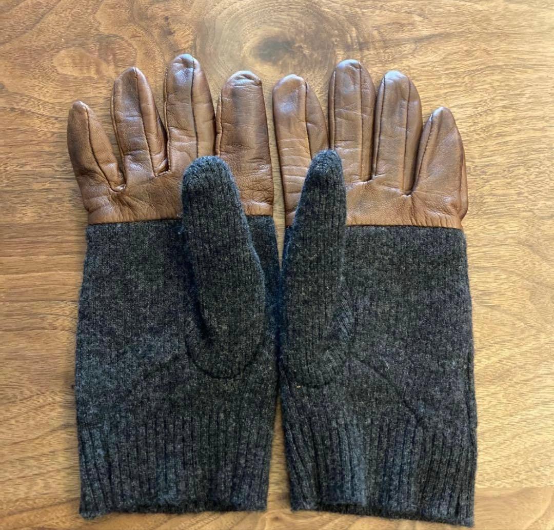 アンダーカバー　レザー×ウールカシミアグローブ