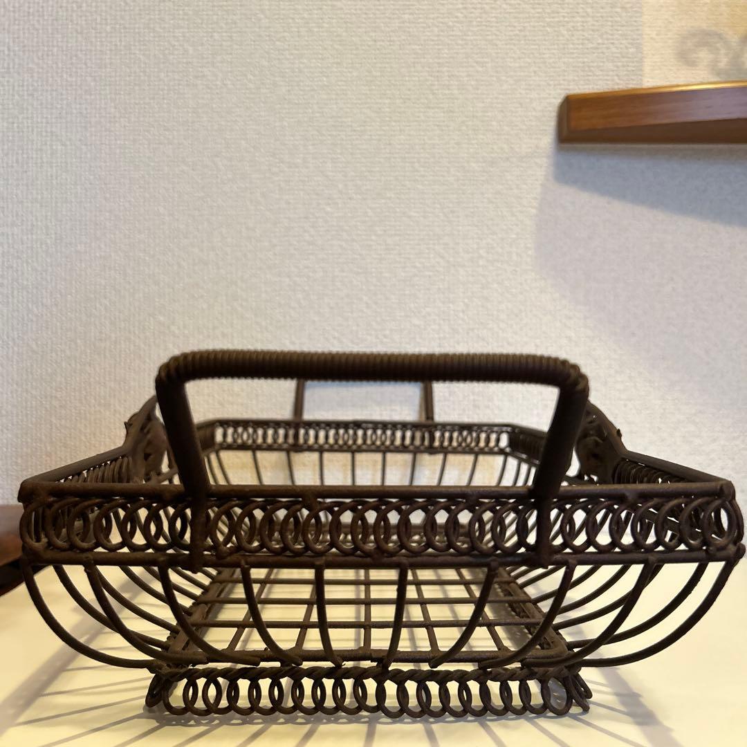 アイアン　バスケット　トレイ　アンティークインテリア　35×23cm