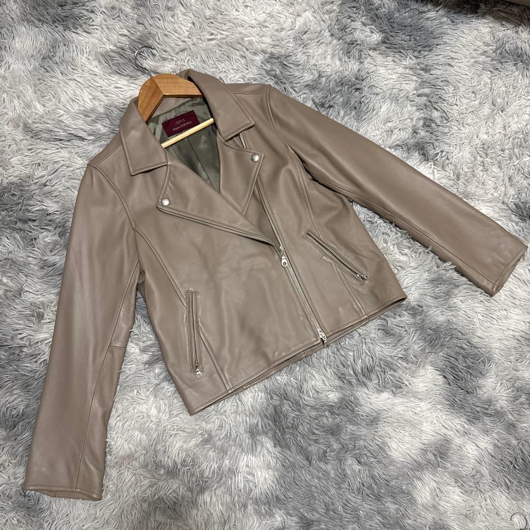 【美品・本革】アーバンリサーチ　ラムレザージャケット　ライダース　ベージュ