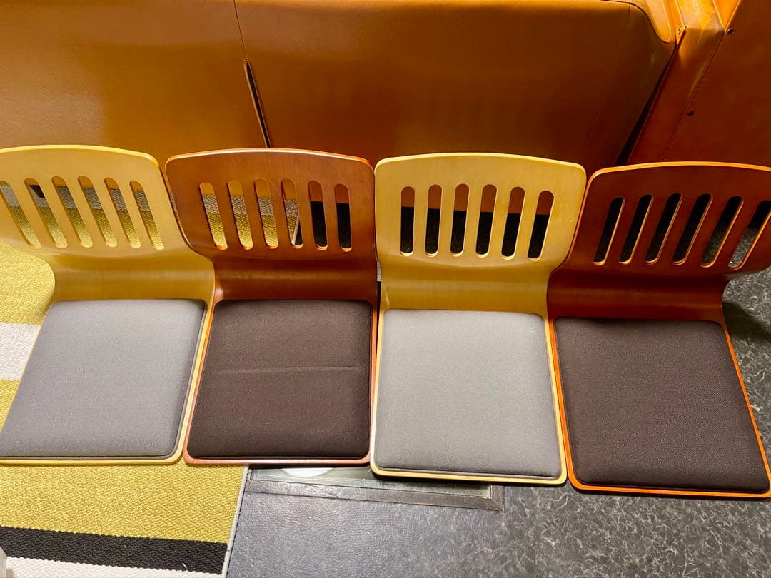 美品 不二貿易 座椅子 和座椅子 幅39.5cm クッション付き 4個 セット