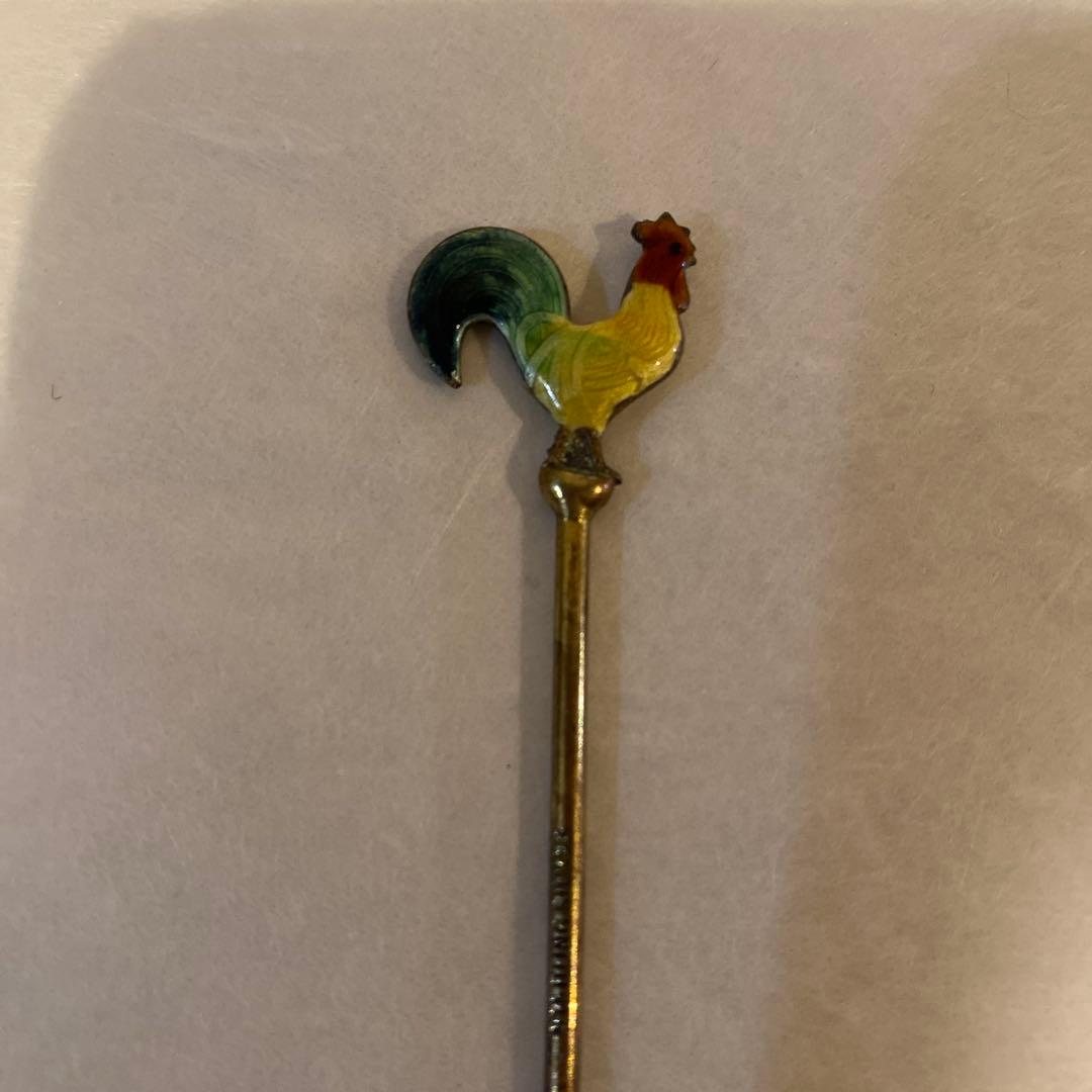 値下げ　スターリングシルバー 七宝焼　エナメル　鶏 フルーツピックオリーブピック