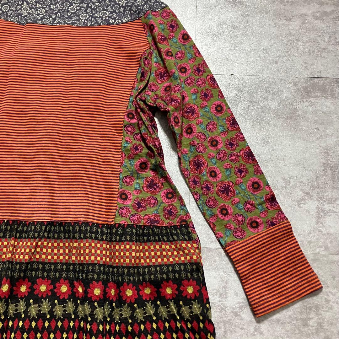 新品　ワコール あつこまたの パジャマ 猫パッチワーク 前ボタン M