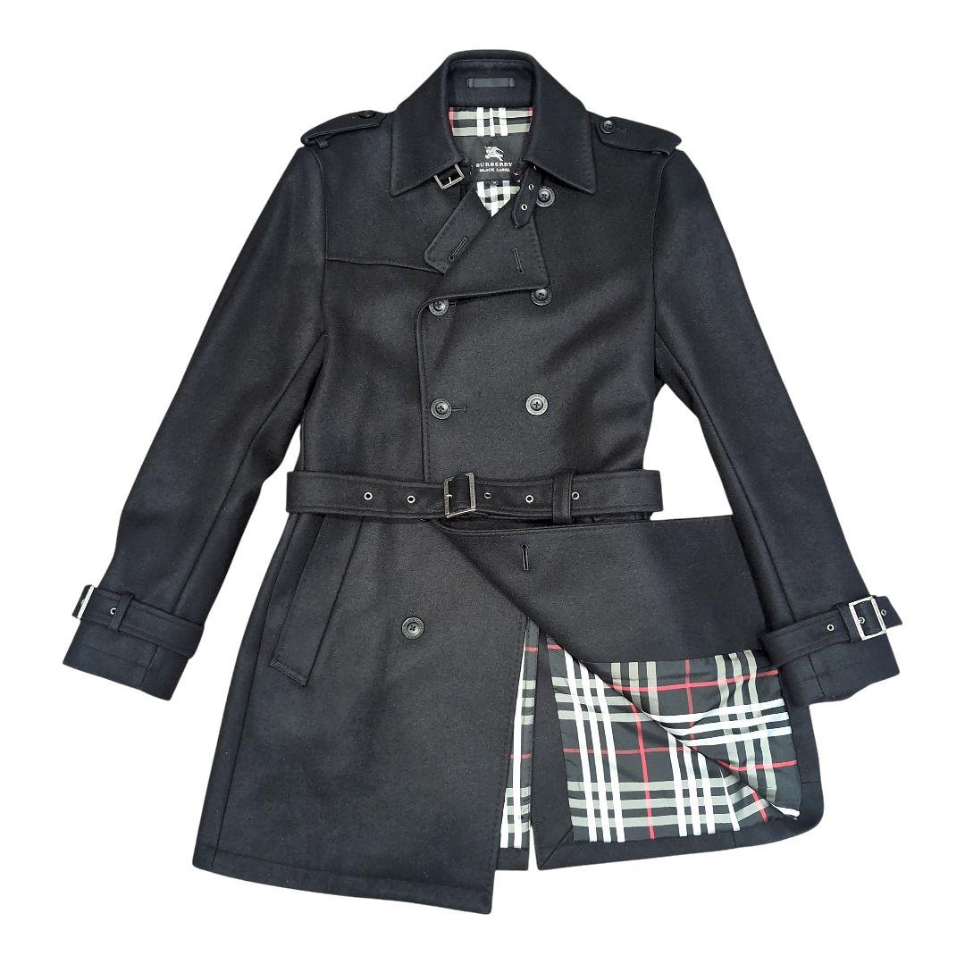 極美品 バーバリーブラックレーベル トレンチコート メガチェック カシミヤ混 M