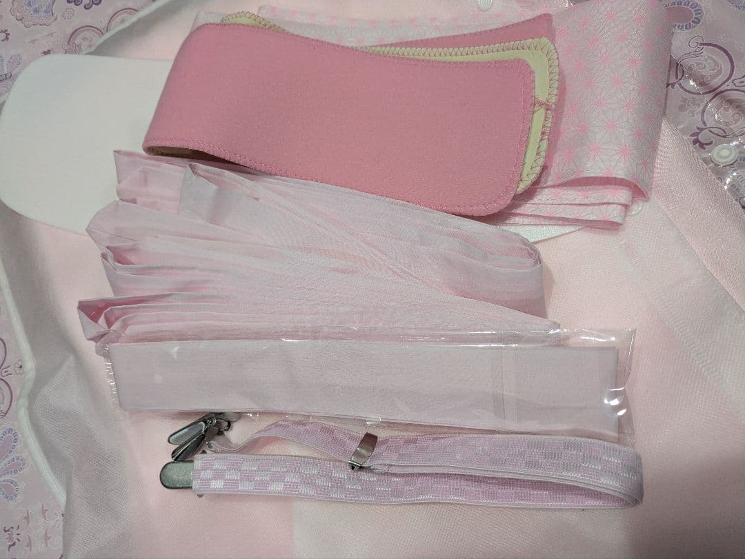 袴4点セット+着付け9点セット150cm160cm　フリーサイズ　オレンジ 花柄