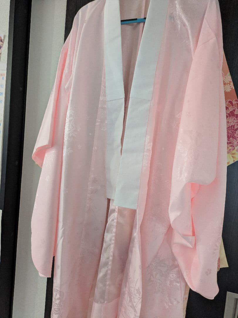 袴4点セット+着付け9点セット150cm160cm　フリーサイズ　オレンジ 花柄