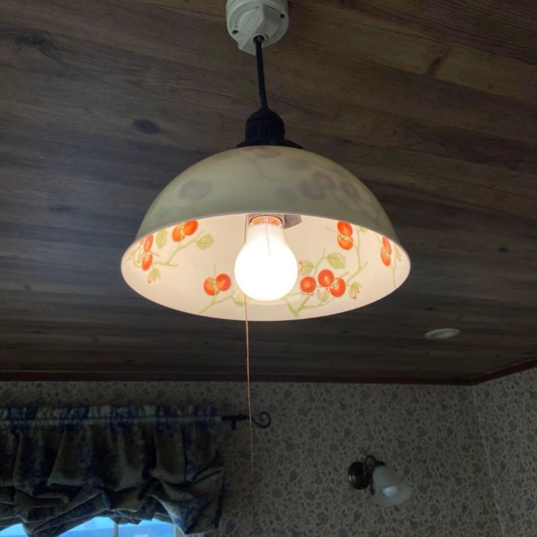 オールドノリタケ　則武　日陶　柿図シェード　電笠　大正ロマン