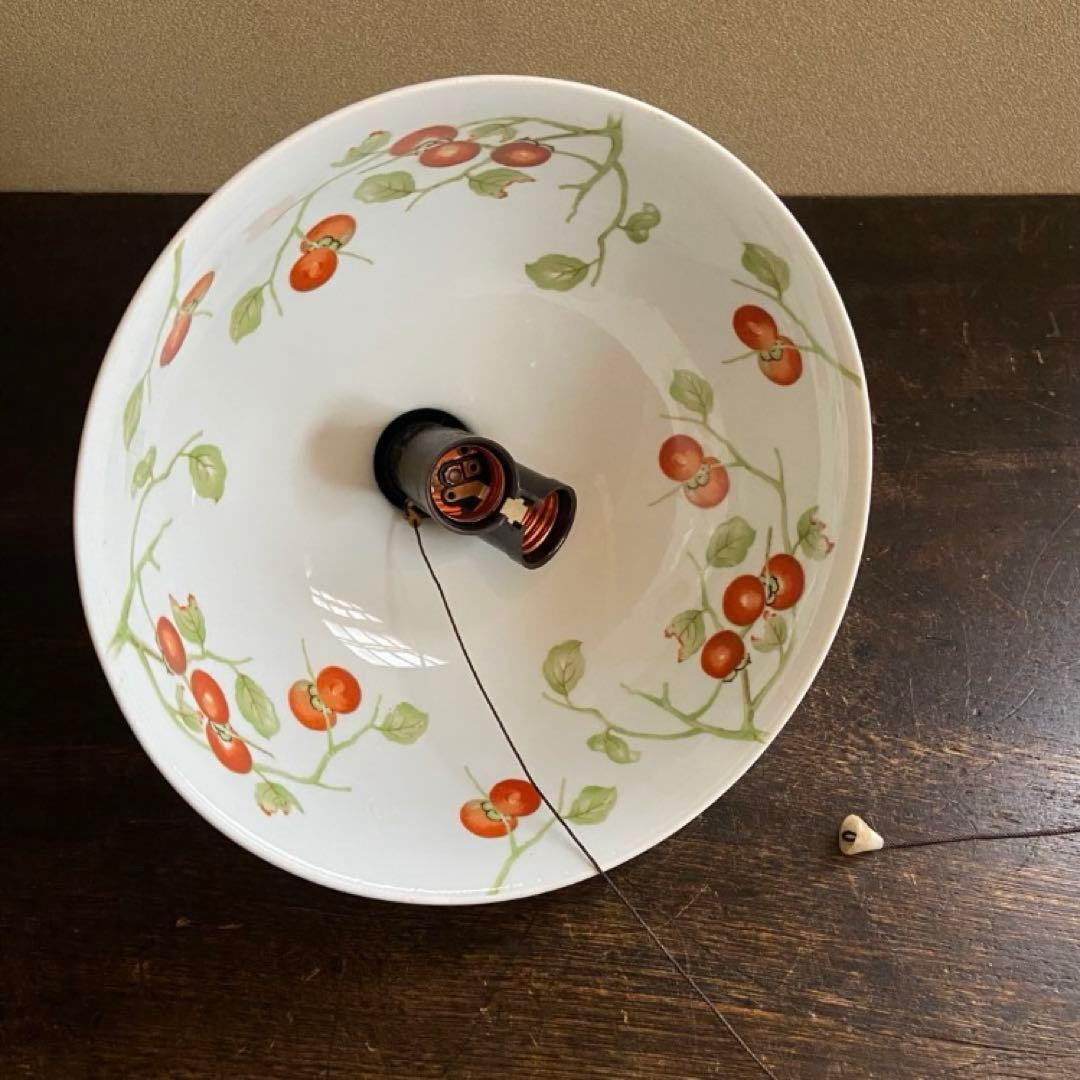 オールドノリタケ　則武　日陶　柿図シェード　電笠　大正ロマン