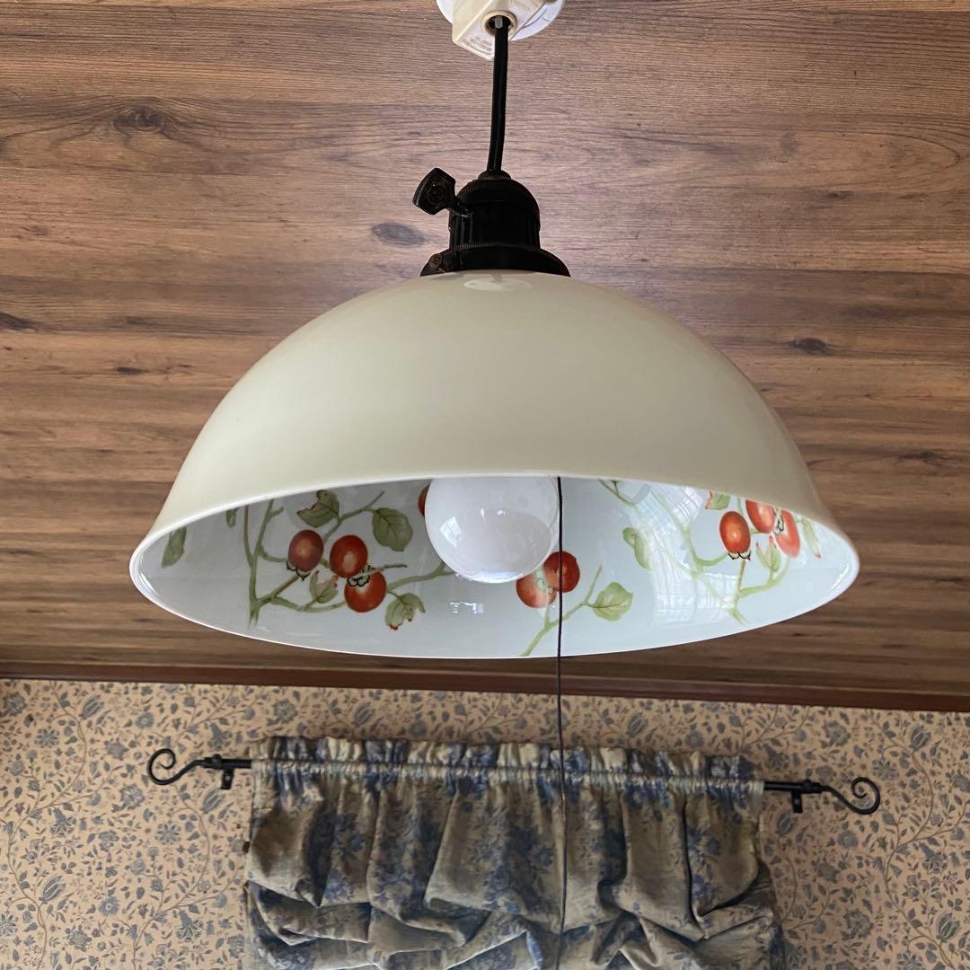 オールドノリタケ　則武　日陶　柿図シェード　電笠　大正ロマン